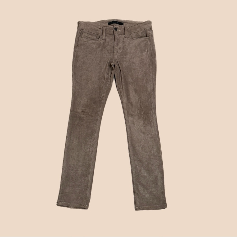 Joe’s Jeans Flawless The Icon Mid-Rise Skinny Ankle Suede Pants Pale Brown Sz 27